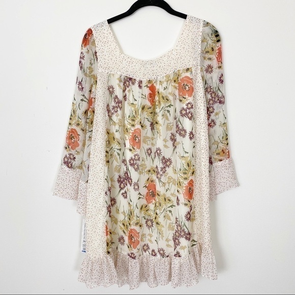 NEW NWT JAVOVICH HAWK Floral Prairie Babydoll Dress XS cottagecore casual - Picture 6 of 9
